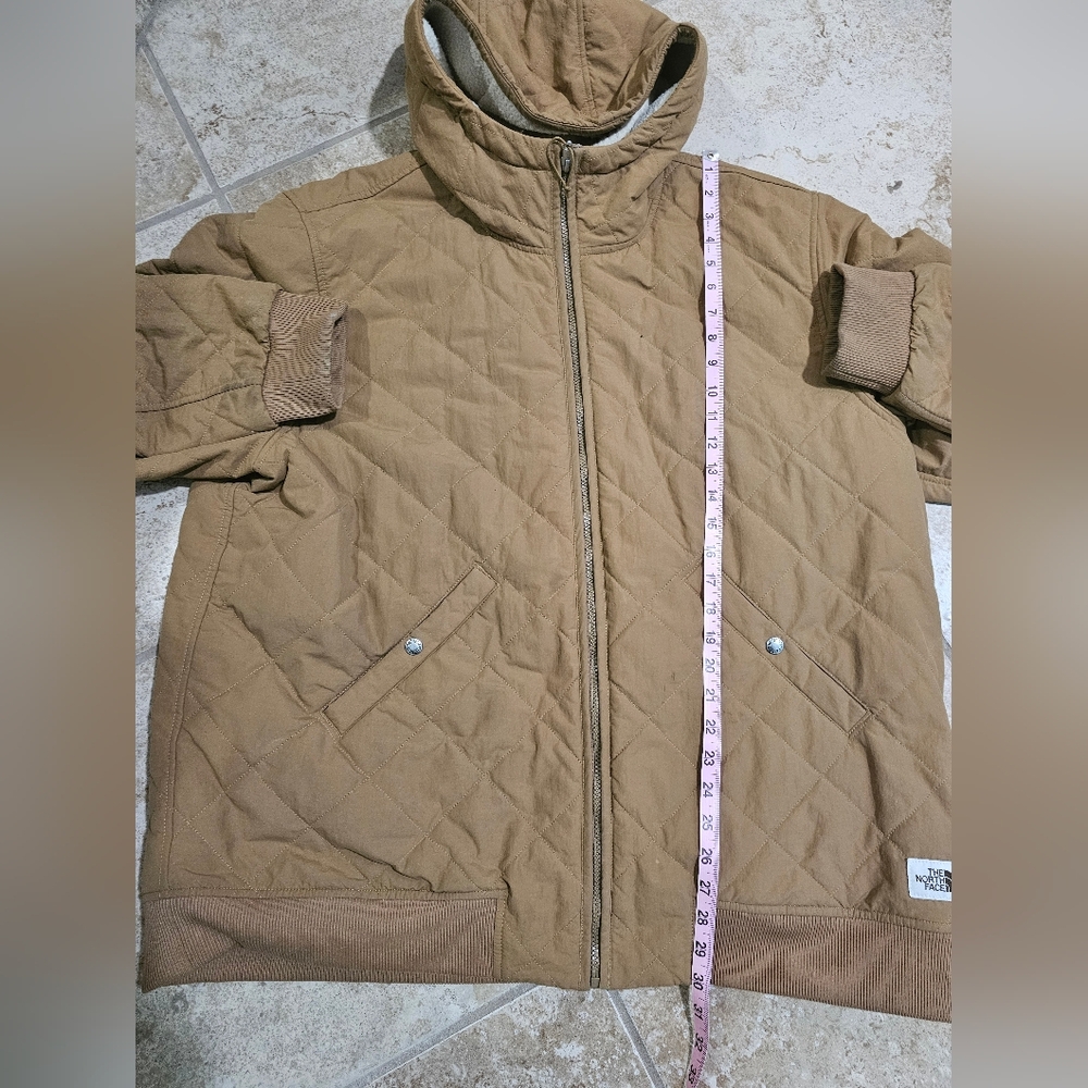 The North Face Quilted Sherpa Lined Hooded Jacket XXL Brown Zip Up Warm Classic - Picture 7 of 10